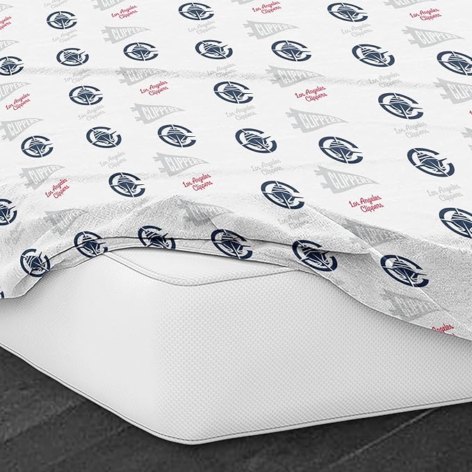 Northwest Officially Licensed Los Angeles Clippers NBA Twin Size Sheet Set – Soft Team Logo Bedding for Dorms, Bedrooms, Fan Caves & Game Day Style