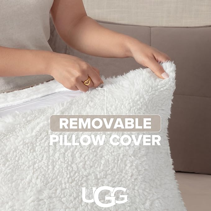 UGG Blissful Full/Queen Comforter Set with 2 Pillow Shams Reversible Comforter Plush Fluffy Warm Bed Set Premium Down Alternative Bedding for College Dorm Essentials, Full/Queen, Light Brown Fawn