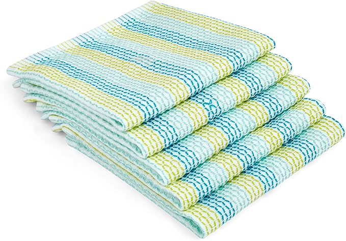 Full Circle Tidy 100% Organic Cotton Dish Cloths, Set of 5, Spring Green