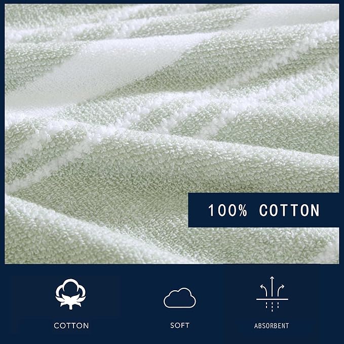 Nautica - Bath Towels, Soft & Absorbent Cotton Towels with Yarn Dye Terry Loops, Medium Weight Bathroom Towels (Windward Green, 6 Piece)