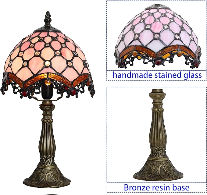 Tiffany Table Lamp Suitable for Bedroom Bedside Tables, Living Rooms, Tiffany lamp, Stained Glass Table lamp, Size 8×8×15 inches, can be Used as a Reading lamp in Home Offices
