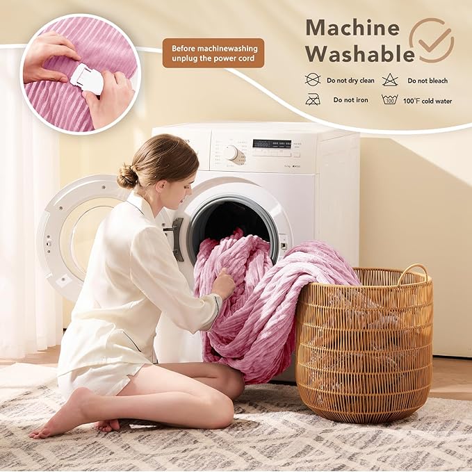 Homemate Electric Heated Blanket Full Size - 72"x84" Heating Blanket Full Size 1/2/4/6/8 Hours Auto-Off 10 Heat Level Over-Heat Protection Soft Flannel Sherpa ETL Certification
