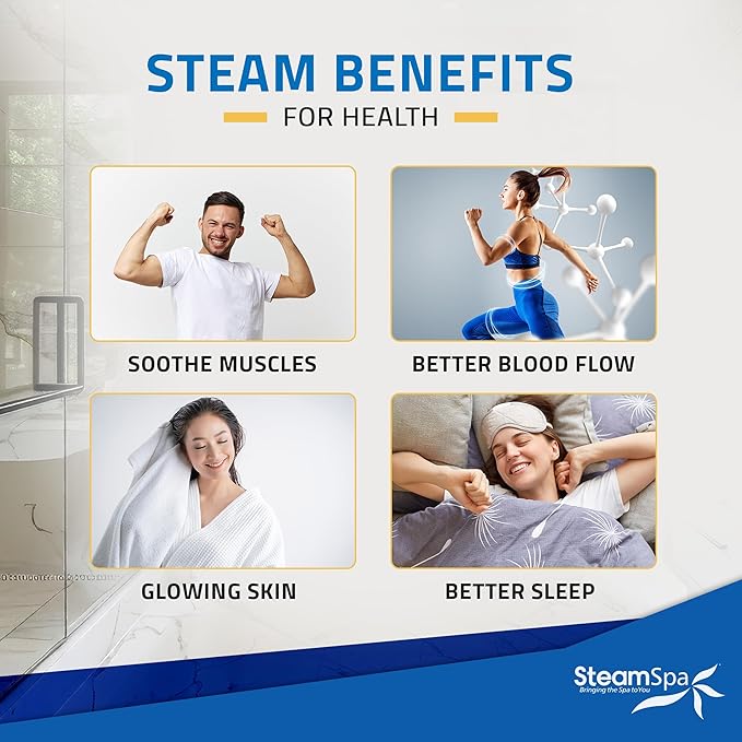 SteamSpa Steam System 7.5kW Steam Shower Generator with Bluetooth Wifi, Quickstart Continous Steam, Advanced Touch Pad Screen, Chroma Lights, Drain Pan and Auto Drain Chrome RVBS750CH-A