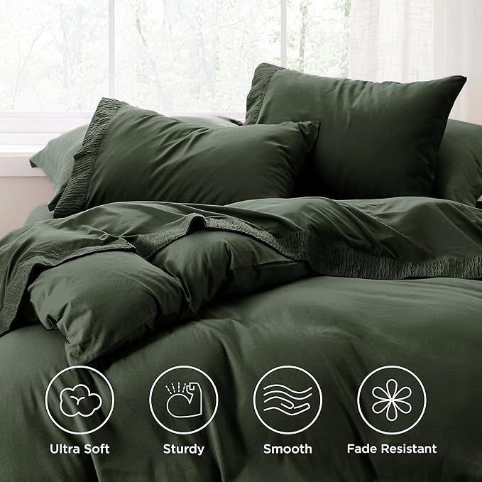 Bedsure Twin Sheets Set - 3 Pieces Soft Twin Bed Sheets - Breathable & Cooling - Hotel Luxury - Easy Care Polyester Microfiber Bedding for Women, Men, Olive Green