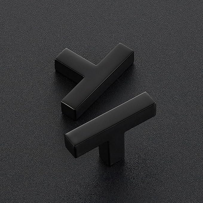 Ravinte 10 Pack Solid Square Bar Handles and Pulls - Black Matte Kitchen Cabinet Hardware