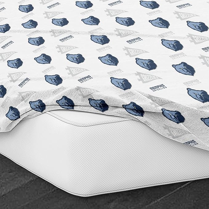 Northwest Officially Licensed Memphis Grizzlies NBA Twin Size Sheet Set – Soft Team Logo Bedding for Dorms, Bedrooms, Fan Caves & Game Day Style