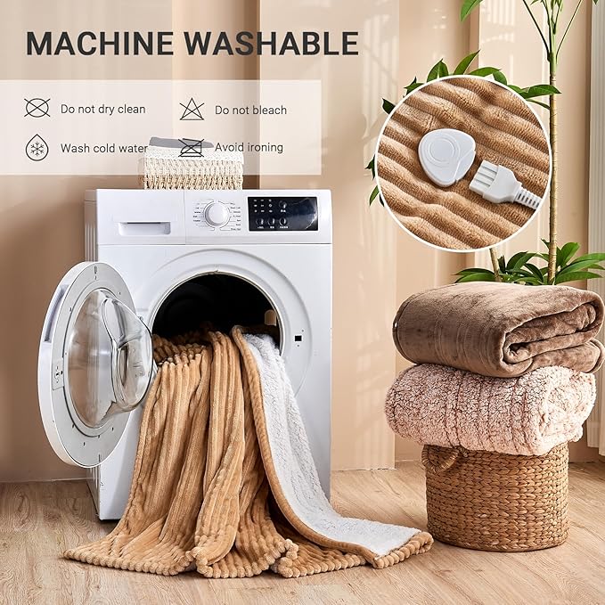 Heated Blanket Electric King, Soft Flannel Heating Blanket with 8 Hours Auto Off 10 Fast Heating Levels Machine Washable Sherpa Heated Blanket with Overheating Protection