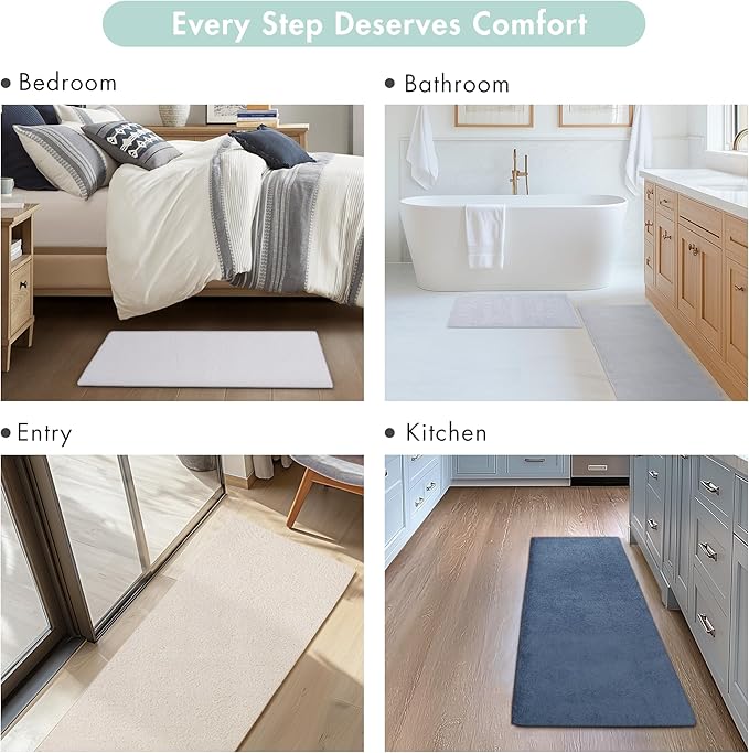 Madison Park Signature Marshmallow Bathroom Rug Non Slip, Luxrurious Plush Bath Mat, Absorbent, Quick Dry, Spa Design Bath Room Décor, 24x72, Seafoam