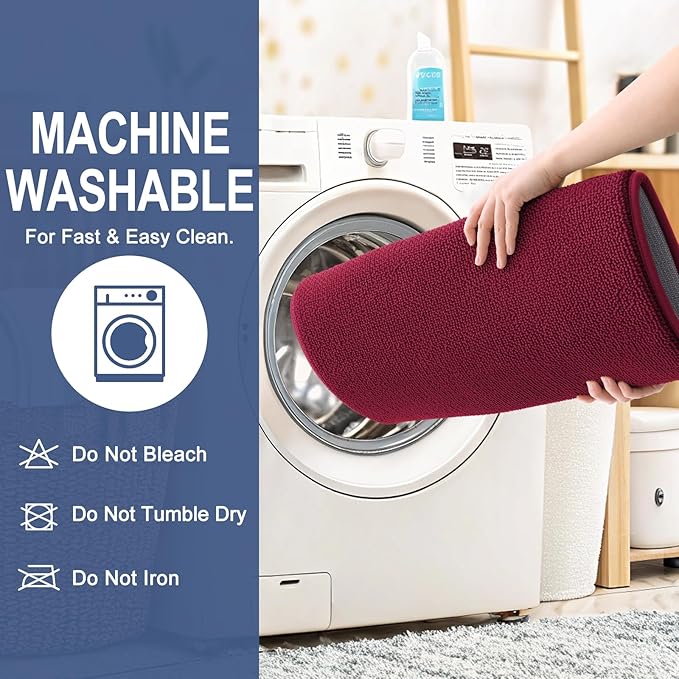 OLANLY Thick Memory Foam Bath Mat Rug 47x24, Extra Soft Absorbent Bathroom Rug, Quick Dry Bath Mats, Non-Slip, Machine Washable Carpet for Bathroom, Tub and Shower, Home Decor Accessories, Burgundy