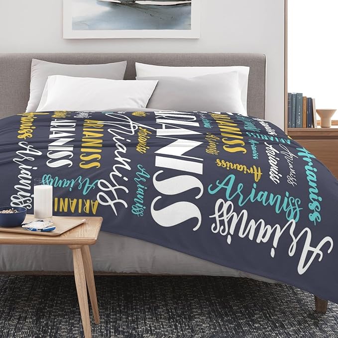 Name Blanket Personalized Blanket for Adult Kids Flannel Customize Throw Blanket Custom (Color 09, 60 x 80 Inches)