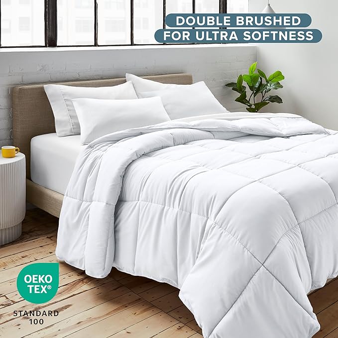 Bare Home Comforter Set - Ultra-Soft - Goose Down Alternative - Premium 1800 Series - All Season Warmth (Twin/Twin XL, White)
