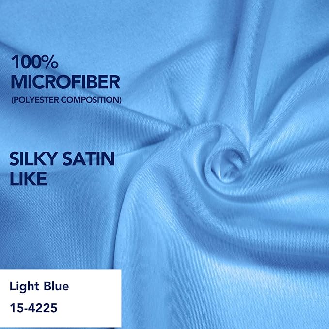 PureFit Wrap Around Ruffled Bed Skirt with Adjustable Elastic Belt - 18 Inch Drop Easy to Put On, Wrinkle Free Bedskirt Dust Ruffles, Bed Frame Cover for Twin,Twin XL and Full Size Beds, Light Blue
