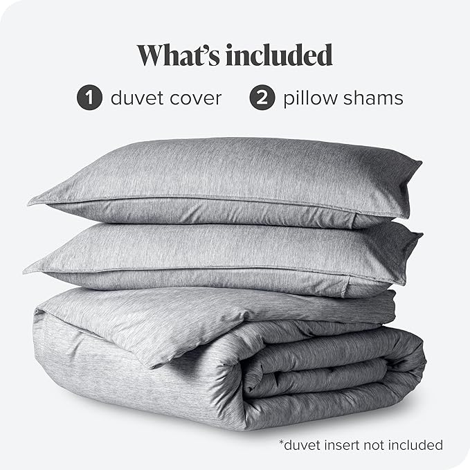 Bare Home Bedding Duvet Cover Queen Size - Premium 1800 Super Soft Collection - Lightweight, Duvet Cover - Soft Textured Bedding (Queen, Heathered Charcoal)