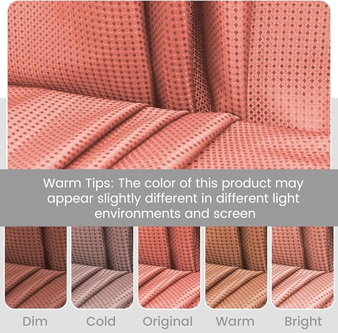 No Hook Shower Curtain with Snap in Liner Set Waffle Shower Curtain for Bathroom Hotel Style Fabric Waterproof Inner Liner，71" W x 74" H, Coral