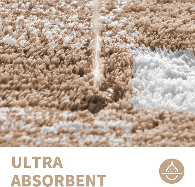 CozeCube Bath mats for Bathroom Non Slip, Fluffy Absorbent Microfiber Bath mat Washable, Aesthetic Bathroom Rugs, Long Beige Checkered Bath Runner, Beige, 59" x 24"