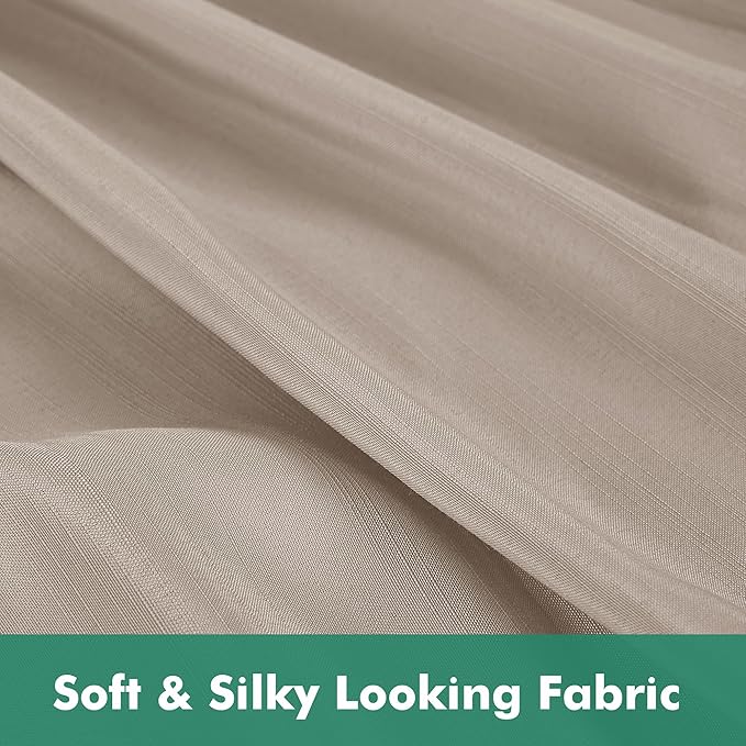 Biscaynebay Wrap Around Bed Skirts with Split Corners for Queen Beds 14" Drop, Light Camel Elastic Dust Ruffles Adjustable Easy Fit Wrinkle & Fade Resistant Silky Luxurious Fabric Machine Washable