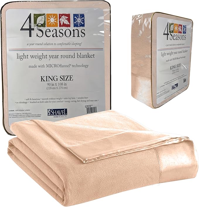 Thermee Micro Flannel King Size Blankets, Lightweight All Seasons Cozy Blanket, Throw Blankets for Home and Living Room, Comfy & Soft Blanket for Couch, Machine Wash, No Pilling - Tan