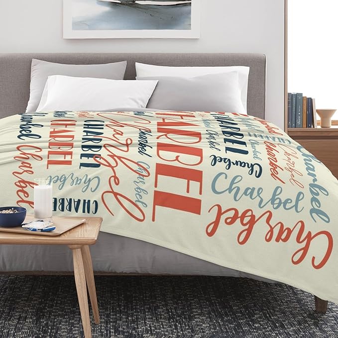 Name Blanket Personalized Blanket for Adult Kids Flannel Customize Throw Blanket Custom (Color 08, 60 x 80 Inches)