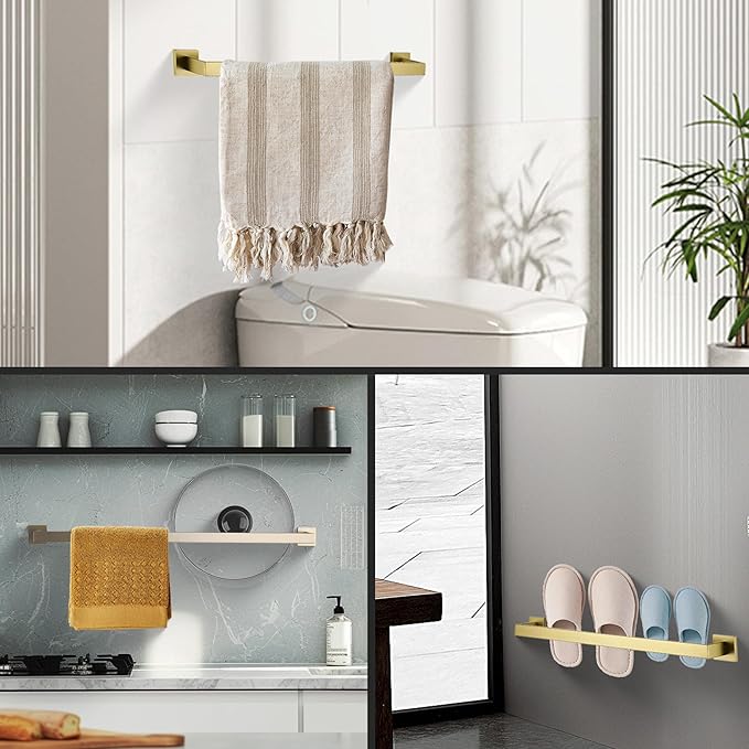 LANC 20-Inche Gold Towel Bars for Bathroom Wall Mount Bath Towel Racks Total-22” Towel Hanger SUS304 Stainless Steel Towel Rails for Kitchen Hand Towel Holder Towel Rods, A8804BG-5P1
