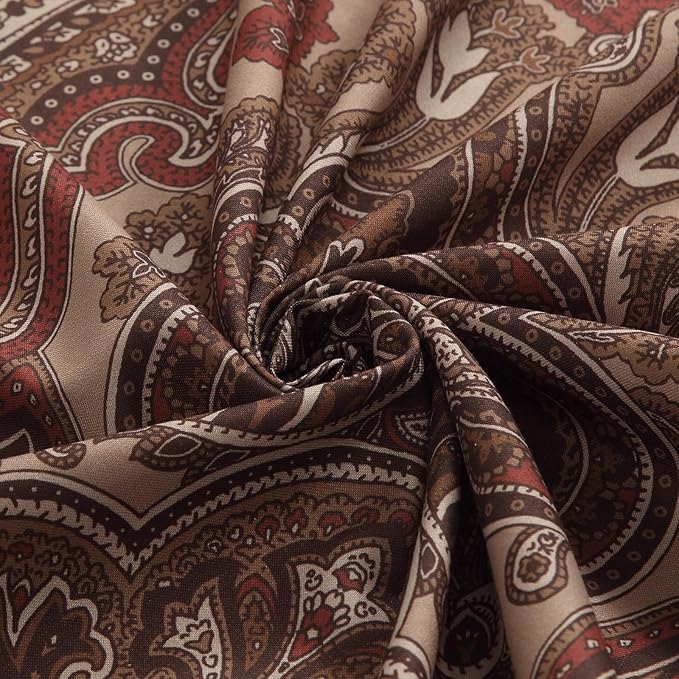 Extra Long Fabric Shower Curtain, Reddish Brown Damask Paisley Print Shower Curtains for Bathroom, 72" W x 84" H