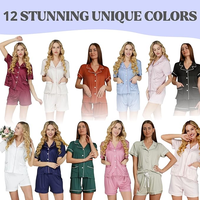 Personalized Soft Modal Pajama Set for Women - Bridesmaid Pajamas for Wedding, Bridal Shower Gifts and Bridesmaid Proposal - Customized Women's PJs Multicolors