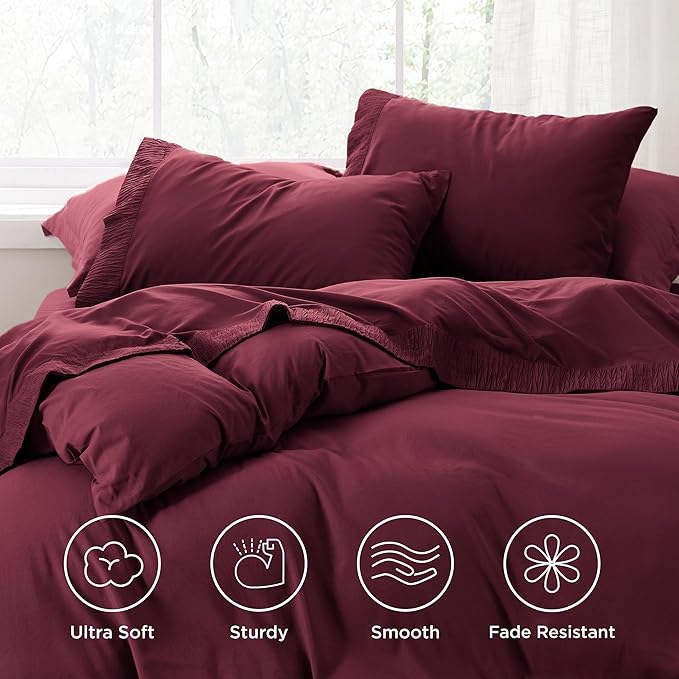 Bedsure King Size Sheets Set - 4 Pieces Soft King Sheets - Breathable & Cooling - Hotel Luxury - Easy Care Polyester Microfiber Bedding for Women, Men, Red