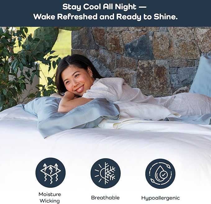 Olive + Crate Tencel Eucalyptus Cooling Duvet Cover Set - Hypoallergenic, Lyocell Tencel Duvet Cover - Soft, Temperature Regulating with Hidden Button Closure & Corner Ties - King Size [White Snow]