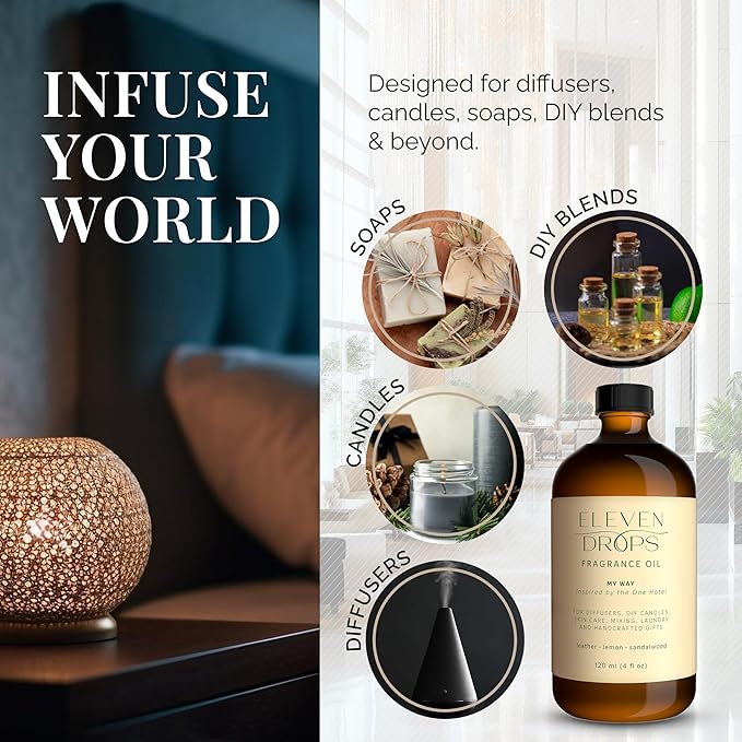 My Way Diffuser Oil - Premium Fragrance Oil Inspired by The One Hotel - Invigorating My Way Scent for Cold Air Diffusers, Home, Office, DIY Candles, Mixing, Lasting, Pet Friendly, 16oz