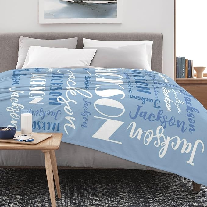 Name Blanket Personalized Blanket for Adult Kids Flannel Customize Throw Blanket Custom (Color 02, 60 x 80 Inches)