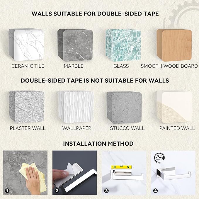 LANC Chrome Toilet Paper Roll Holder, Self-Adhesive Tissue Holder Wall Mounted for Bathroom Office Stick On Toilet Paper Holder with Stainless Steel Silver Left and Right 2 Pack, A8307CP-LRP2