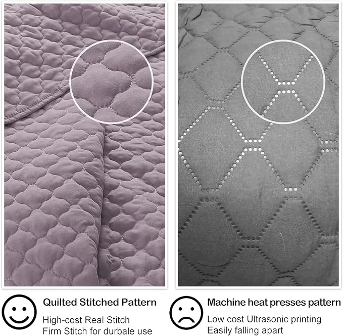 HORIMOTE HOME Quilt Queen Size Grayish Purple, Lightweight Quilt for Summer Ultra-Soft Microfiber Modern Style Quilted Clouds Pattern Bedspread Quit Set 3 Pieces(1 Quilt and 2 Pillow Shams)