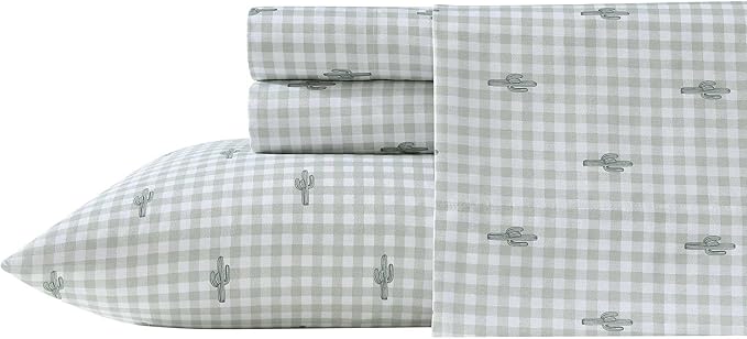 Wrangler - Twin Bed Sheets, Ultra-Soft & Lightweight Bedding with Matching Pillowcase, Lightweight Bed Set for All Season Comfort, Oeko-Tex Certified (Cactus Gingham Green)