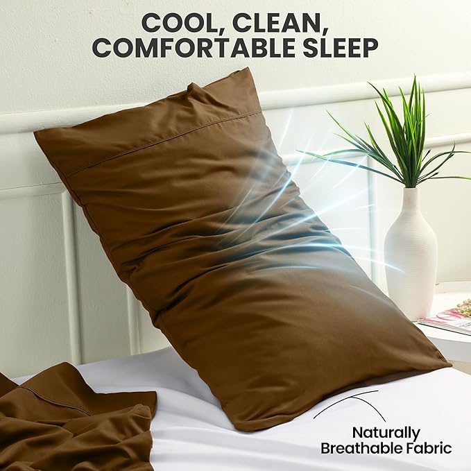 Pillow Covers by Utopia Bedding - Standard Size 2-Pack – Soft Brushed Microfiber – Perfect for Hospitals, Hotels, Guest Rooms – Oeko-TEX Certified, 20x26 Inches (Mocha)