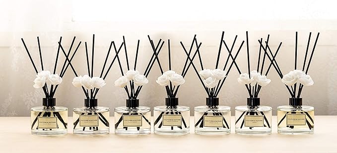 CULTURE & NATURE Reed Diffuser Set 6.7oz (200ml) Lemon Scented Diffuser with Sticks Home Fragrance Reed Diffuser for Bathroom Shelf Decor