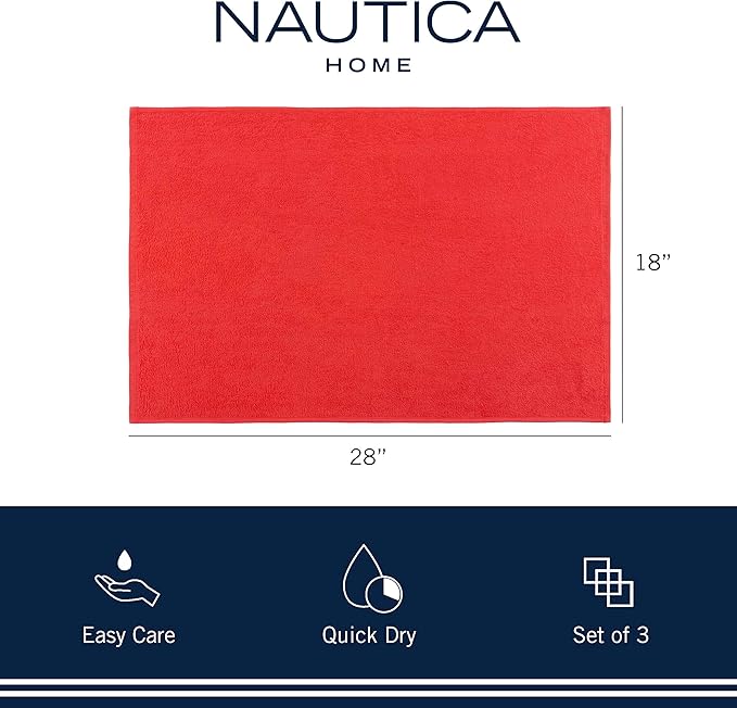 Nautica 100% Cotton Kitchen Towels Set of 3 | 18" X 28" Super Absorbent Reusable Cleaning Cloths, Tea Towels, Hand Towels for Drying Dishes | Red/White Plaid Dish Towels for Kitchen Shops & Bars