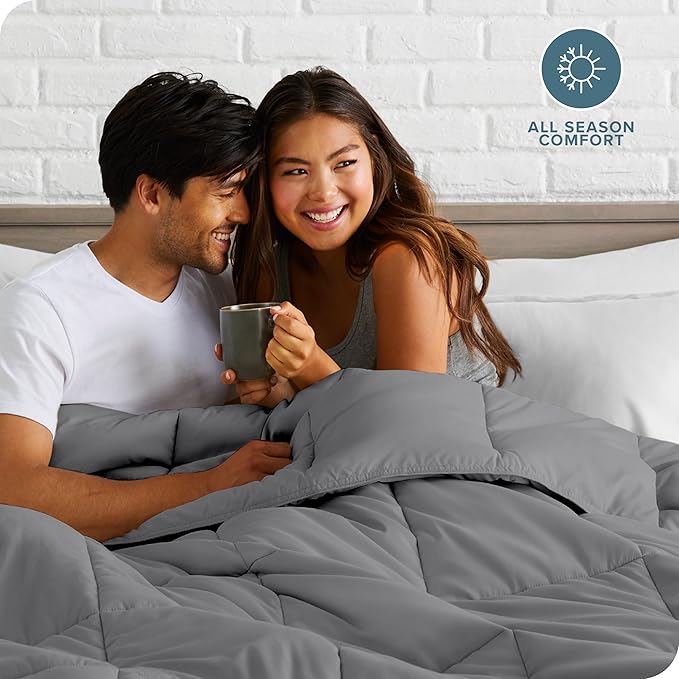 Bare Home Duvet Insert Comforter - Full Size - Goose Down Alternative - Ultra-Soft - Premium 1800 Series - All Season Warmth - Bedding Comforter (Full, Grey)