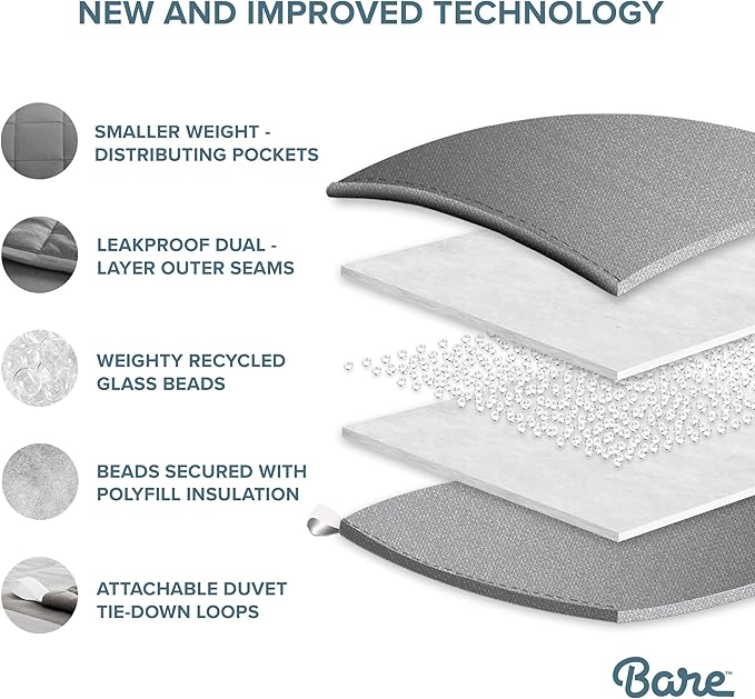 Bare Home Weighted Blanket Full or Queen Size 12lb (48" x 72") for Adults - All-Natural 100% Cotton - Premium Heavy Blanket Nontoxic Glass Beads (Sand, 48"x72")