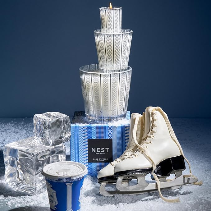 NEST New York Scented Classic Candle, Blue Cypress & Snow - 8.1 oz - Up to 60-Hour Burn Time - Reusable Glass Vessel
