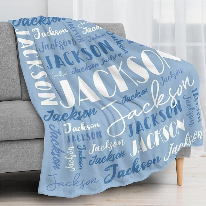 Name Blanket Personalized Blanket for Adult Kids Flannel Customize Throw Blanket Custom (Color 02, 30 x 40 Inches)