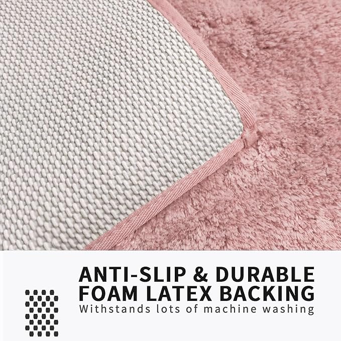 FIFU Bathroom Runner Rug 24" W x 60" L, Bath Mats for Bathroom, Bedroom & Kitchen, Non-Slip Rubber Latex Backing, Comfort & Soft Shower Bathmat & Carpet for Sink, Home & Hallways, Pink