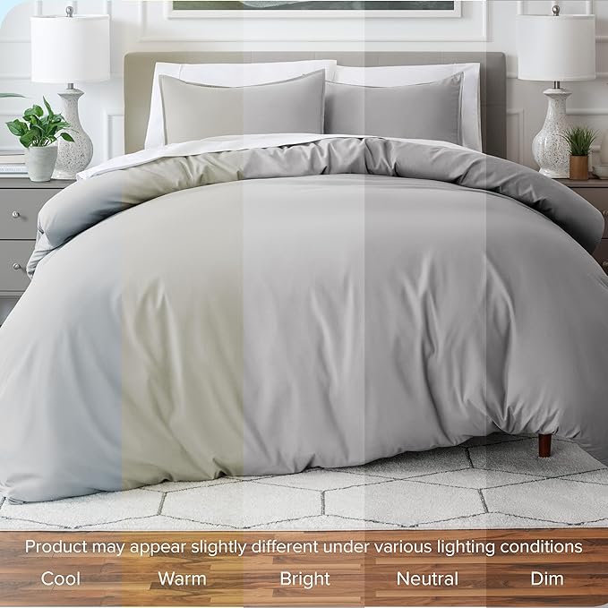 Bare Home Bedding Duvet Cover Twin/Twin Extra Long Size - Premium 1800 Super Soft - Lightweight, Cooling Duvet Cover - Soft Breathable Bedding (Twin/Twin XL, Light Grey)