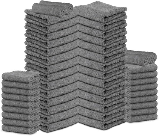 Salon Towels – 50 Pack Grey Hand Towel 100% Cotton Spa – 16x27 inches Highly Absorbable Facial Towels Gym Towels Hair Towel and Face Towel Bulk Small Towel (Not Bleach Proof)