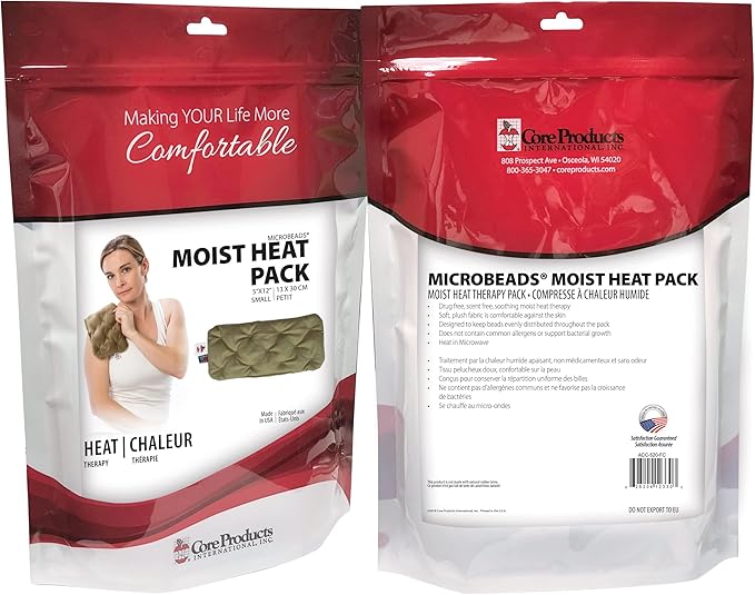 Core Products MicroBeads Moist Heat Therapy Microwave Pack - Great Holiday Gift - Small Heating Pad 5" X 12"
