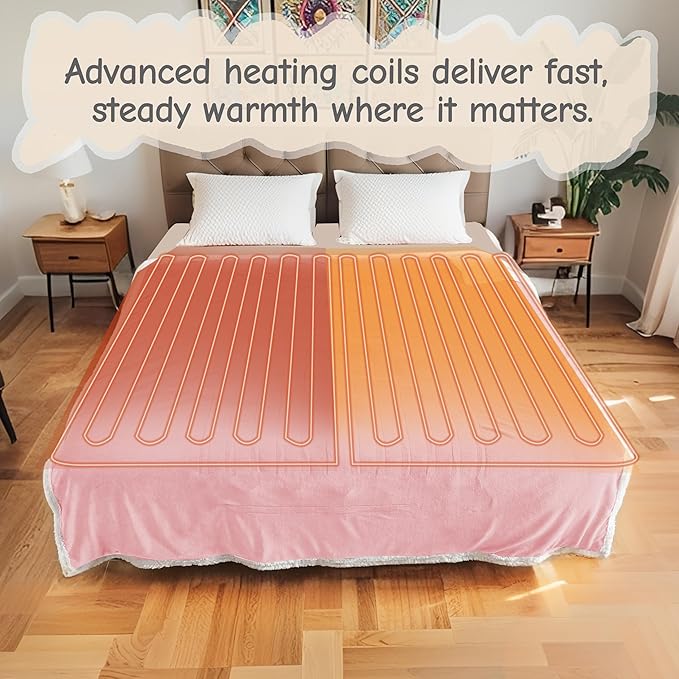 Electric Heated Blanket Throw Size 50"x60", Soft Flannel with Overheat Protection, 6 Adjustable Heat Settings & 3-Hour Auto-Off Timer, Fast Heating for Winter Comfort, Pink