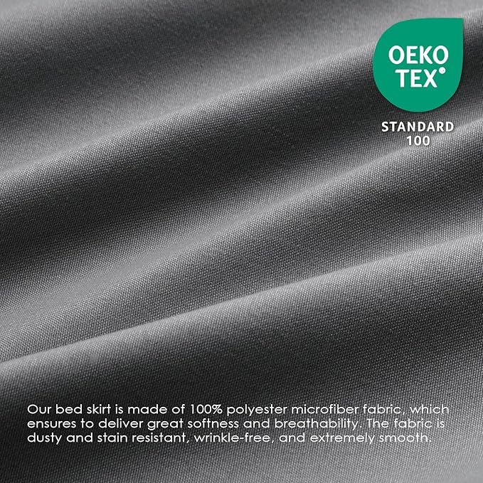FreshCulture Full Bed Skirt, Elastic Wrap Around Bed Skirt Full Bed, Easy Fit with 22-Inch Tailored Drop, Hotel Quality Dust Ruffle for Full Size Bed, Bed Skirt Full Size (Dark Grey)
