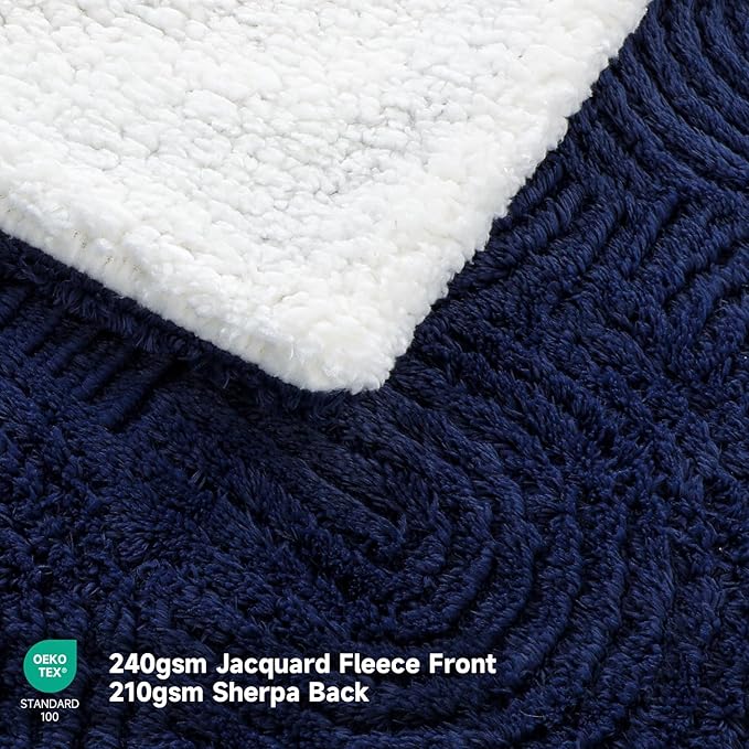 Heated Throw Blanket Electric - 50"x60" Cozy Soft Jacquard Heating Blanket with 4 Heat Levels 4 Hours Auto-Off, Electric Throw with Overheating Protection, Warm Gifts, Navy