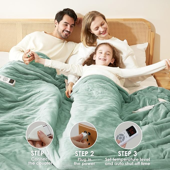 EHEYCIGA Heated Blanket - Full Size, 9 Heating Levels, 10 Hour Auto Off, Soft Cozy Sherpa Washable Blanket, 72 x 84 Inches