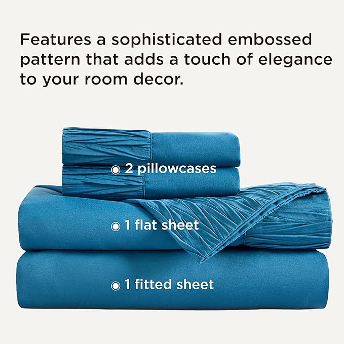 Bedsure Full Size Bed Sheets - 4 Pieces Soft Full Sheet Set - Breathable & Cooling - Hotel Luxury - Easy Care Polyester Microfiber Bedding for Women, Men, Teal Blue