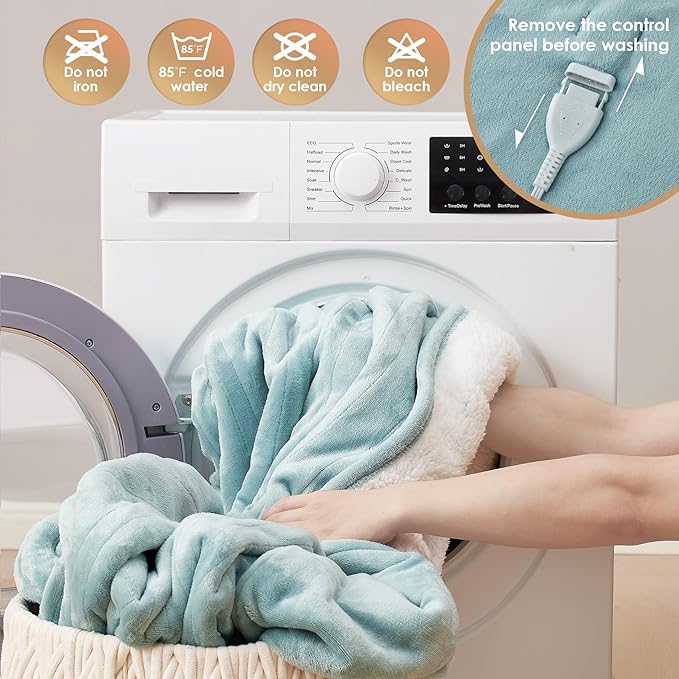 EHEYCIGA Heated Blanket Electric Blanket Twin - Heating Blanket with 9 Heating Levels & 10 Hours Auto Off, Soft Cozy Sherpa Washable Blanket with Fast Heating, 62 x 84 Inches