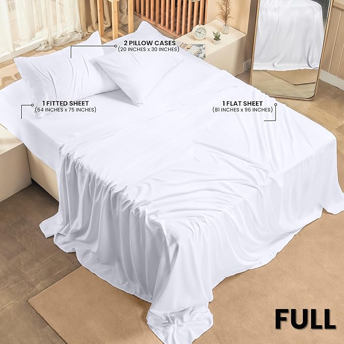 Utopia Bedding Full Sheet Set 4 Piece Bed Sheets for Full Size Bed, Hotel Luxury, Extra Soft, Cooling Bed Sheets - Wrinkle, and Fade Resistant (White)